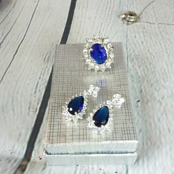 🔥Sapphire Ring and Earring Set | - Picture 1 of 1
